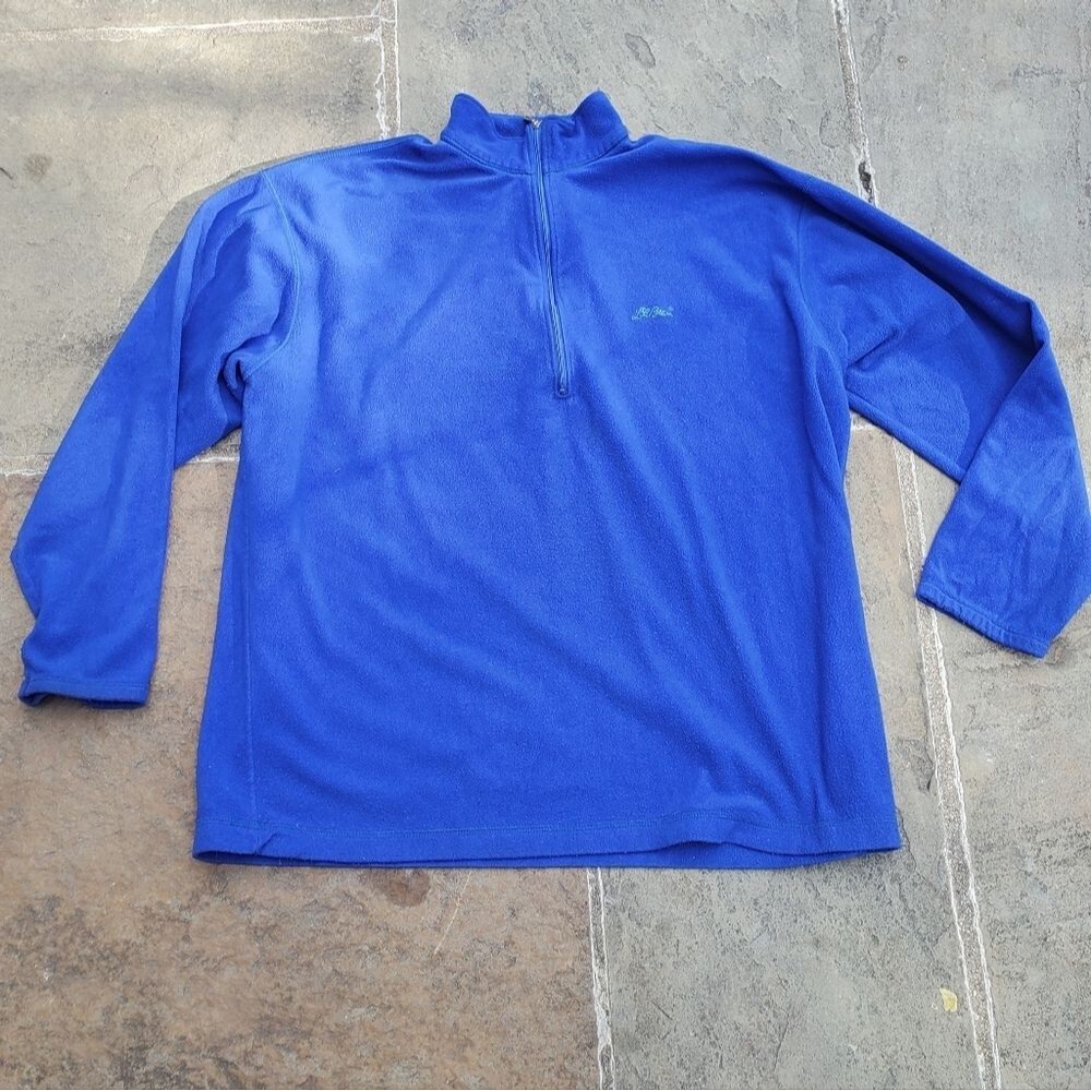 LL Bean Blue Quarter-Zip Fleece Golf Pullover Size XL